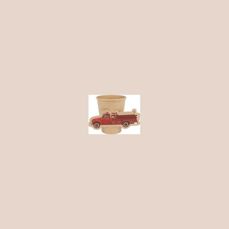 8 gobelets pompier carton kraft rouge et or 255ml