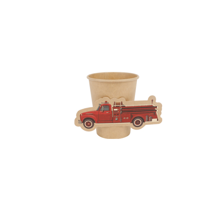 8 gobelets pompier carton kraft rouge et or 255ml