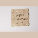 16 serviettes boho joyeux anniversaire blush et or 33x33cm 3 plis
