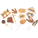 Kit photobooth dinosaure choco camel ivoire et or 12pcs