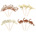 12 pics dinosaure modeles assortis camel ivoire et or 7 a 8cm recto verso