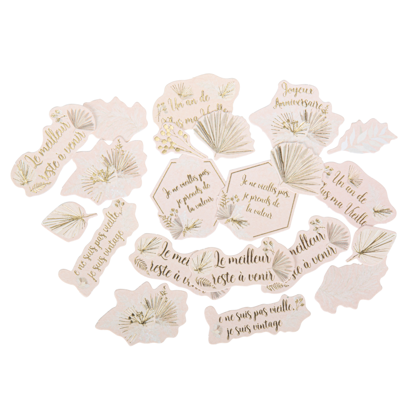 100 confettis boho blush et or de 2 a 4,5cm