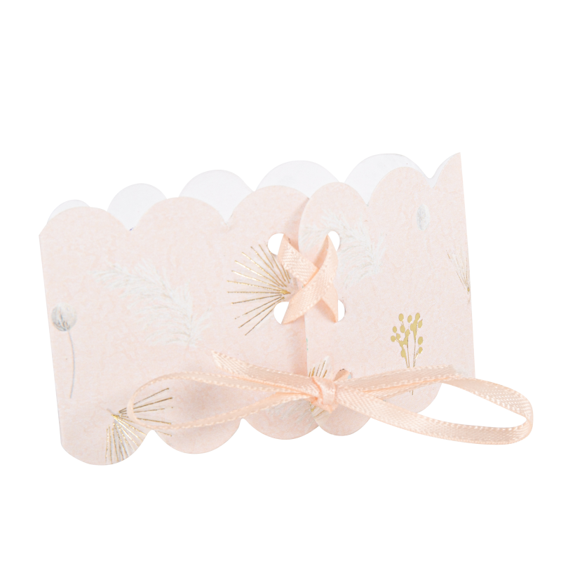 8 ronds de serviette boho blush et or 16x4cm + ruban satin blush