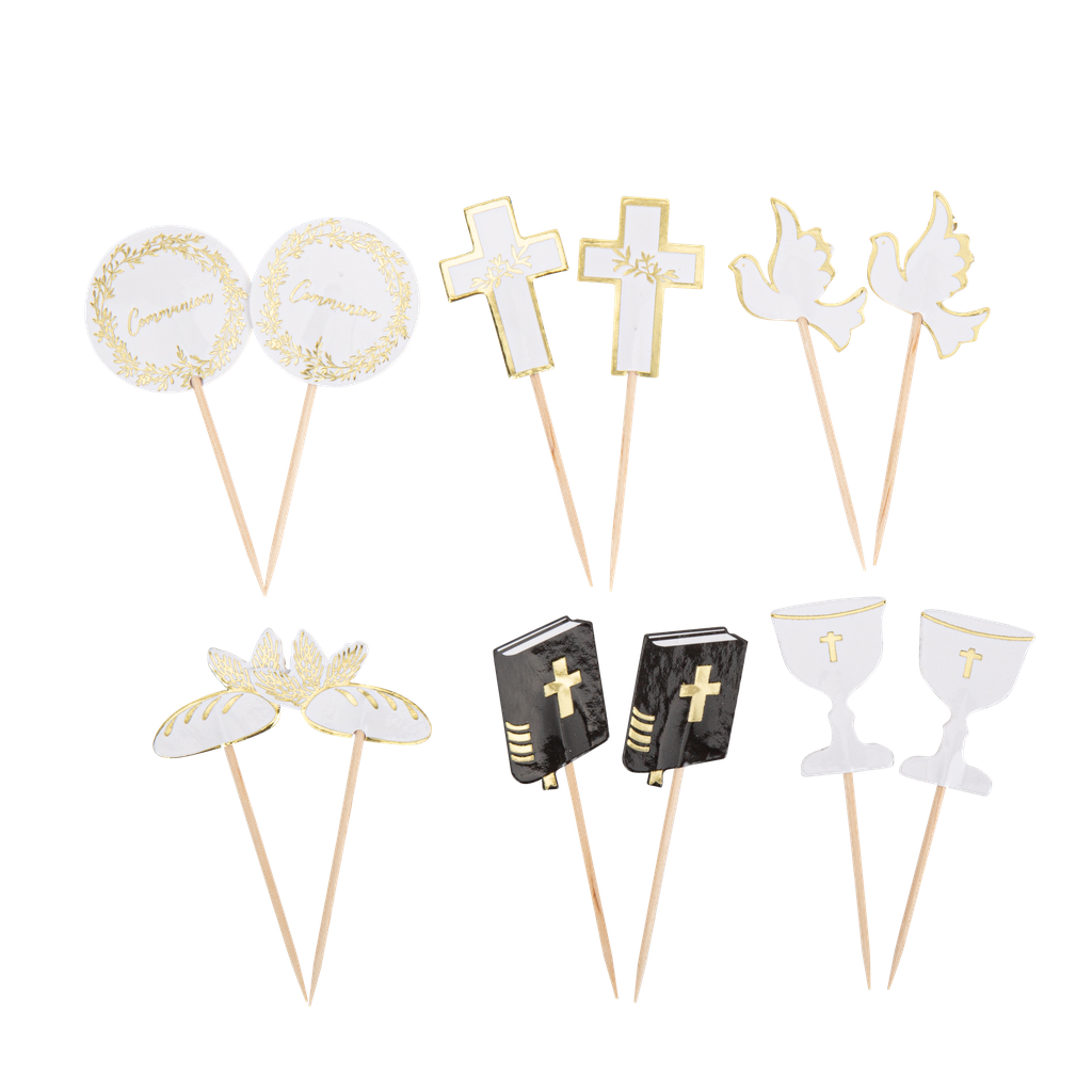 12 pics communion jolis brins blancs et or 7,5