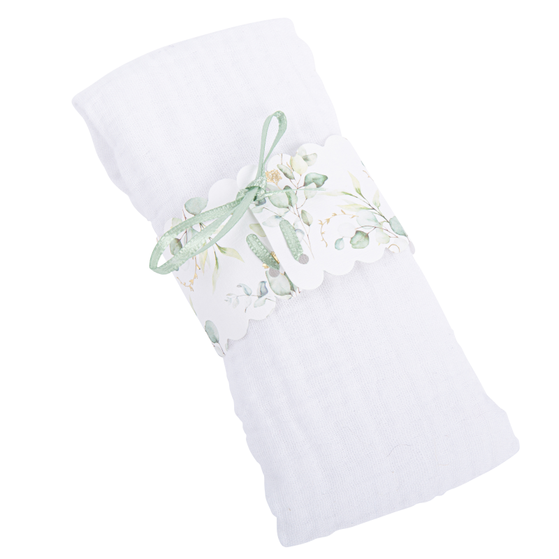10 ronds de serviette sauge green blancs, vert sauge et or 16 x 4 cm + ruban satin vert sauge