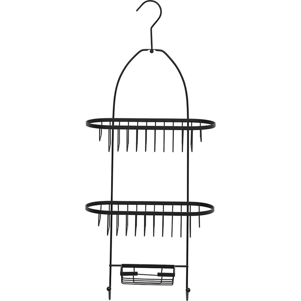 Serviteur metal 2 paniers/porte savon - noir mat