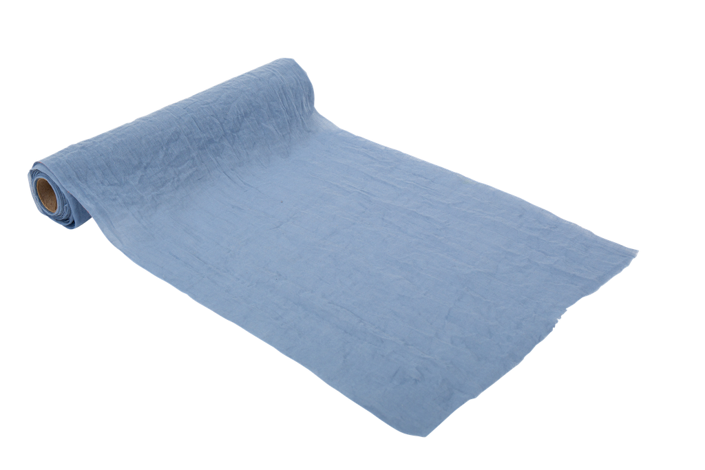 Chemin de table  mousseline bleu pastel 28 cm x 5 m