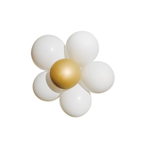 6 marguerites ballons blanches et or 36 ballons
