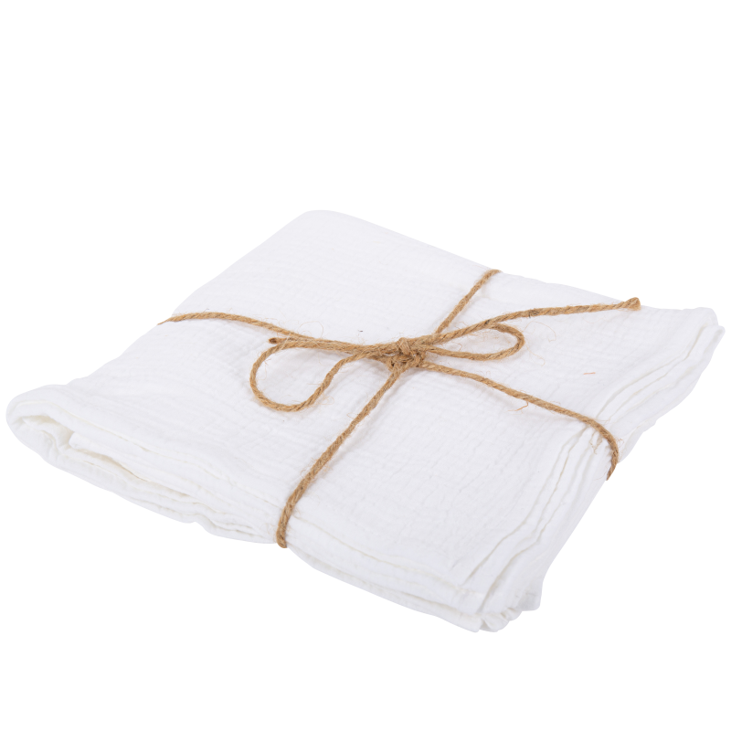  4 serviettes gaze de coton blanches