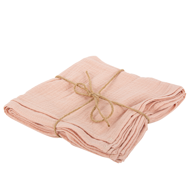  4 serviettes gaze de coton vieux rouge