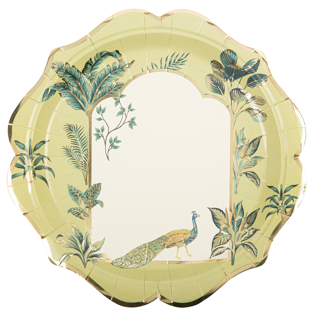 8 ass. tropical peacock dégradé de vert amande et or 23cm