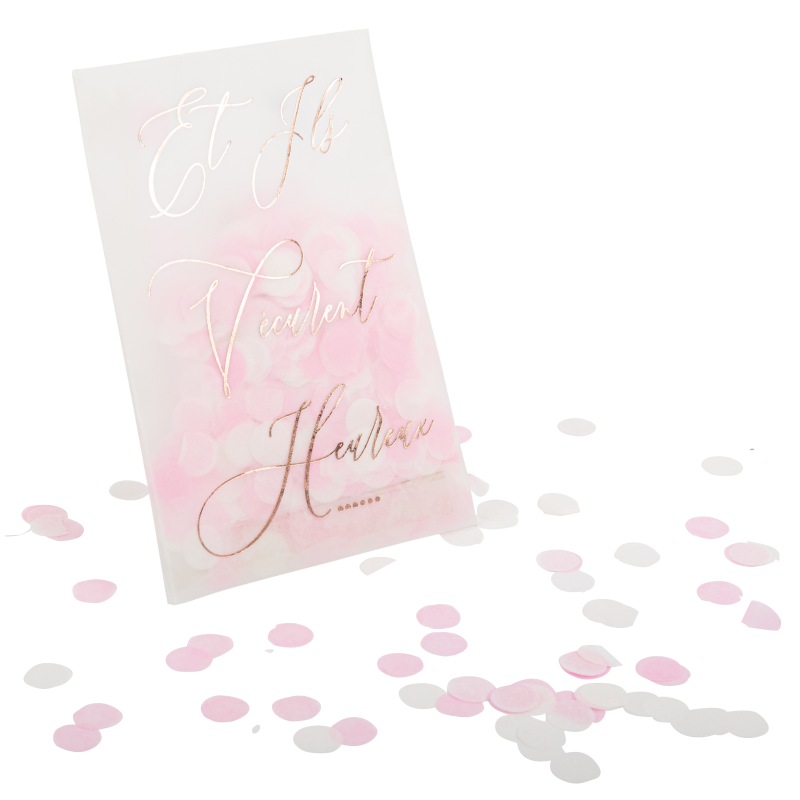 6 sachets de confettis et ils vécur ent heureux… rose gold 12 x 8 cm
