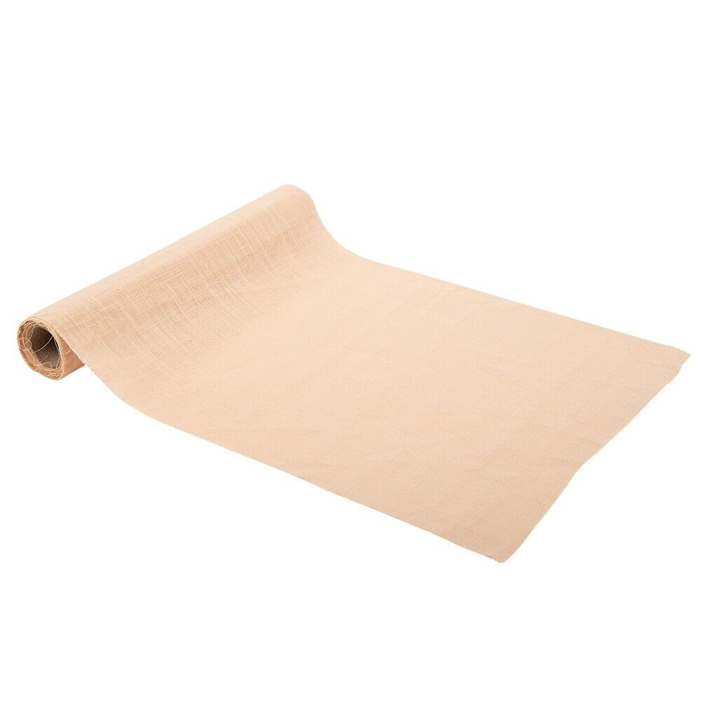 Chemin de table coton effet tissé chiné sable 28cmx5m