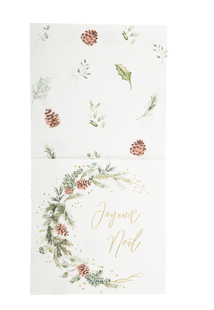 8 porte-couverts joyeux noël forêt enchantée blancs, paillettes vert g