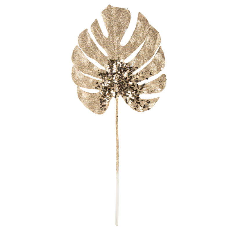 Branche feuille de scindapsus paill ettes cuivre 59cm