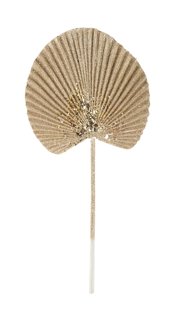 Branche feuille de palme paillettes champagne 54cm