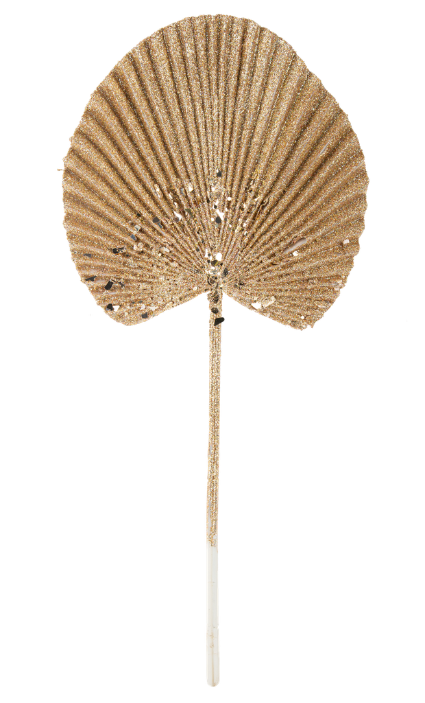 Branche feuille de palme paillettes cuivre 54cm
