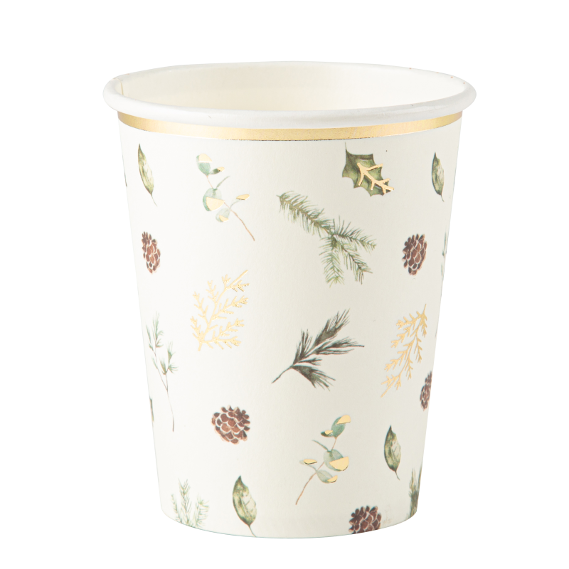 8 gobelets forêt enchantée blanc, v ert, marron 255 ml