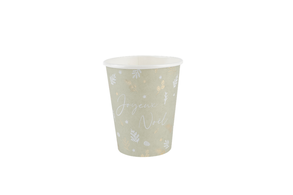 8 gobelets botanic blanc, vert de g ris, or et blanc métallisé 255 ml