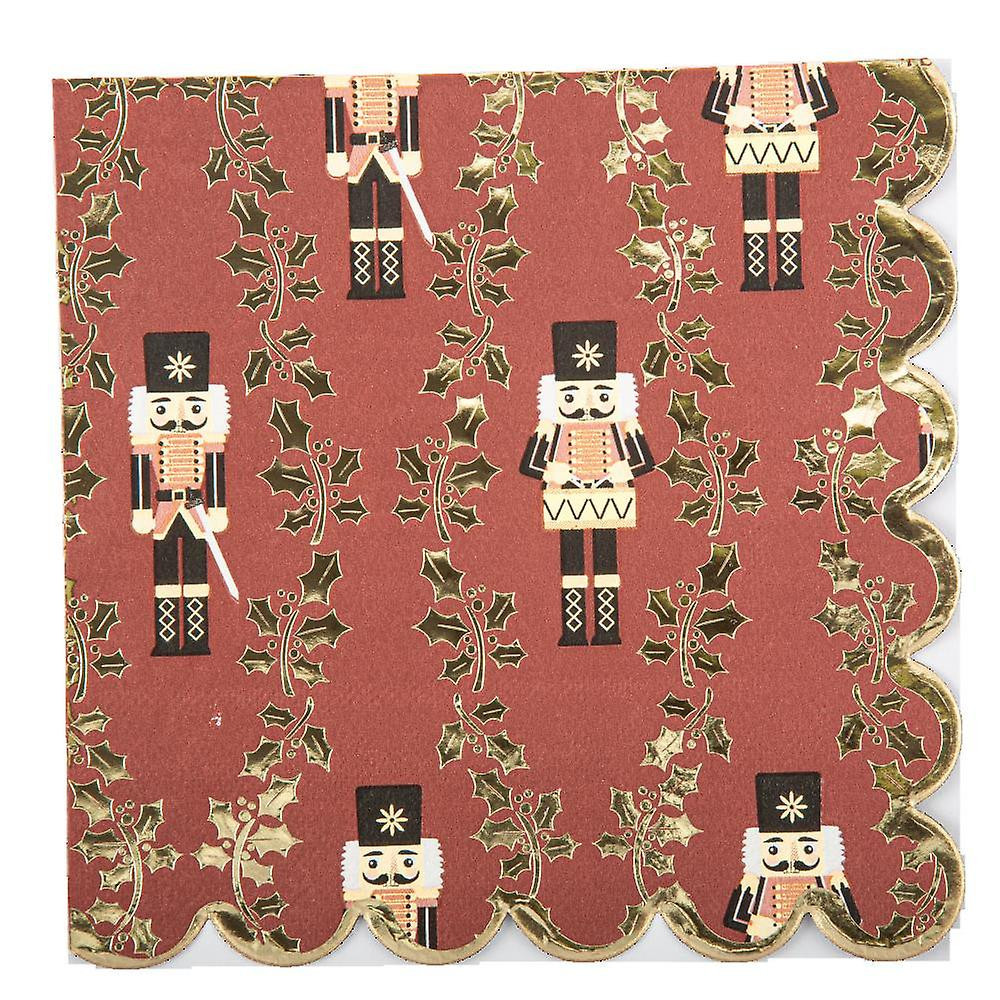 16 serviettes casse-noisette bordea ux, noir et or 3 plis 33 x 33 cm
