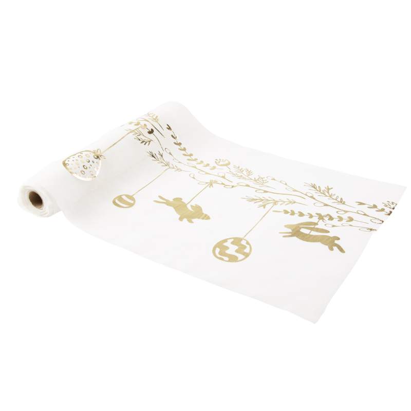 Cdt lapins de paques mousseline blanche et or 2 