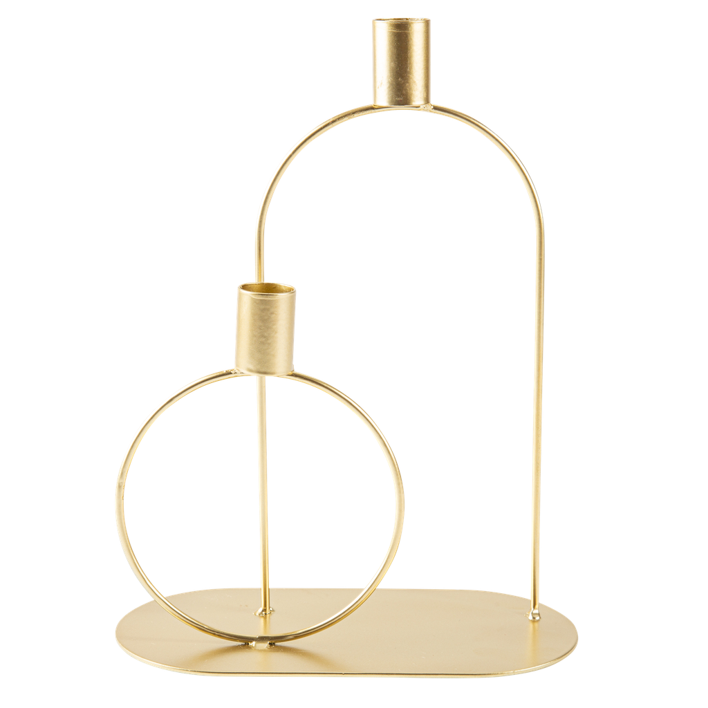 Bougeoir double rita metal or 27 x 20cm