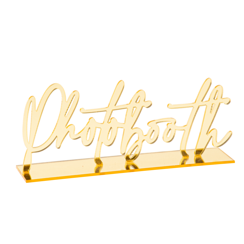 Deco photobooth en plexi or 8 x 19.5 cm sur socle