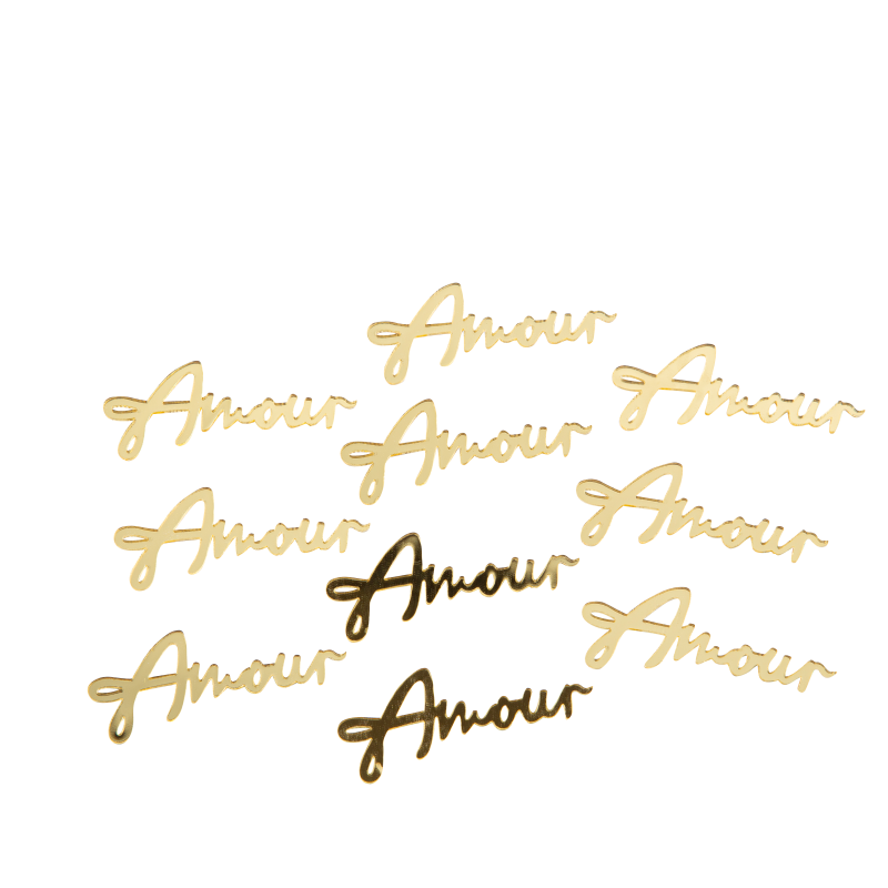 10 deco amour en plexi or 2 x 5 cm