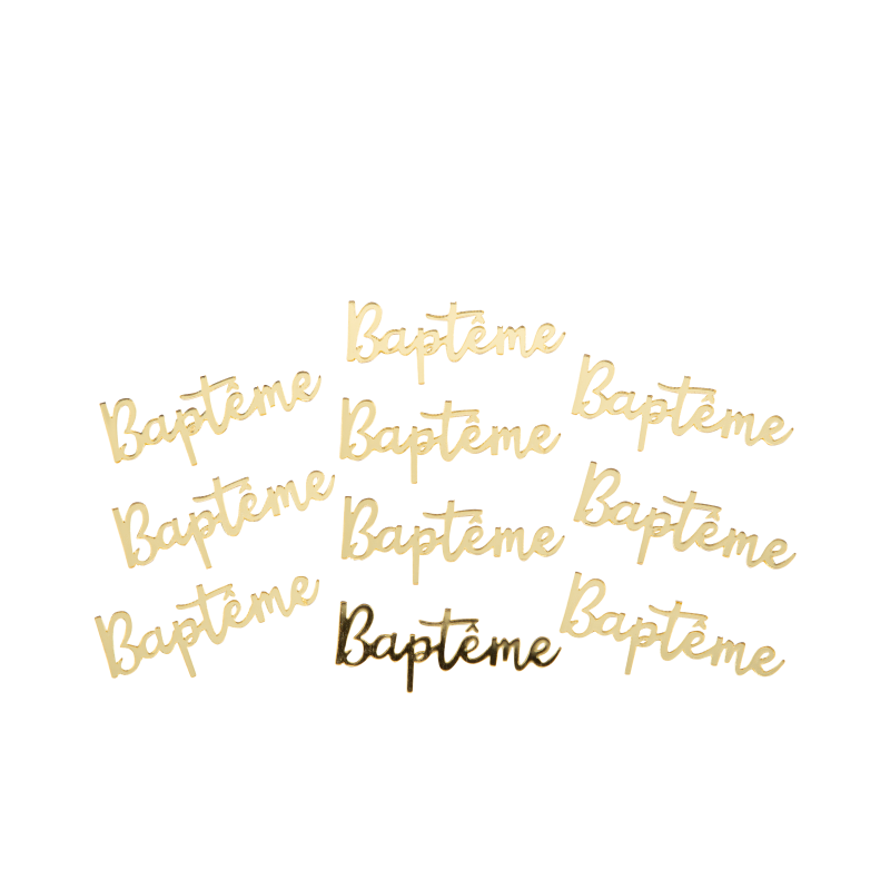 10 deco bapteme en plexi or 2 x 5 cm