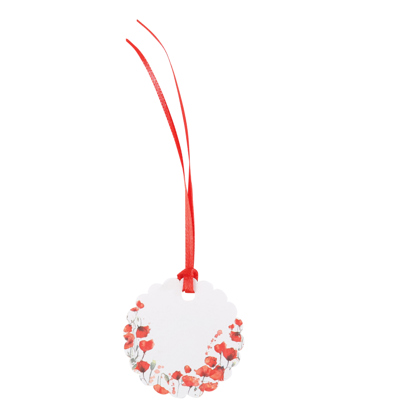 10 etiquettes poppy love coquelicot rouge aquarelle diam 5 cm et ruban satin rouge