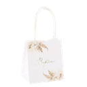 6 sacs cadeaux baptême pampas papier fleurs de coton et or 10x11x7cm avec anses blanc