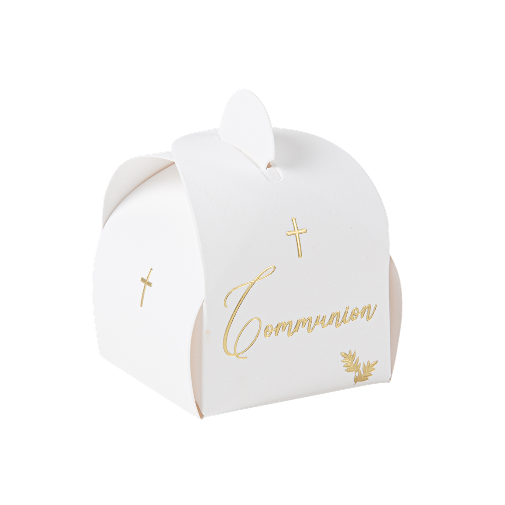 10 contenants communion purete blancs et or 5 x 7 cm