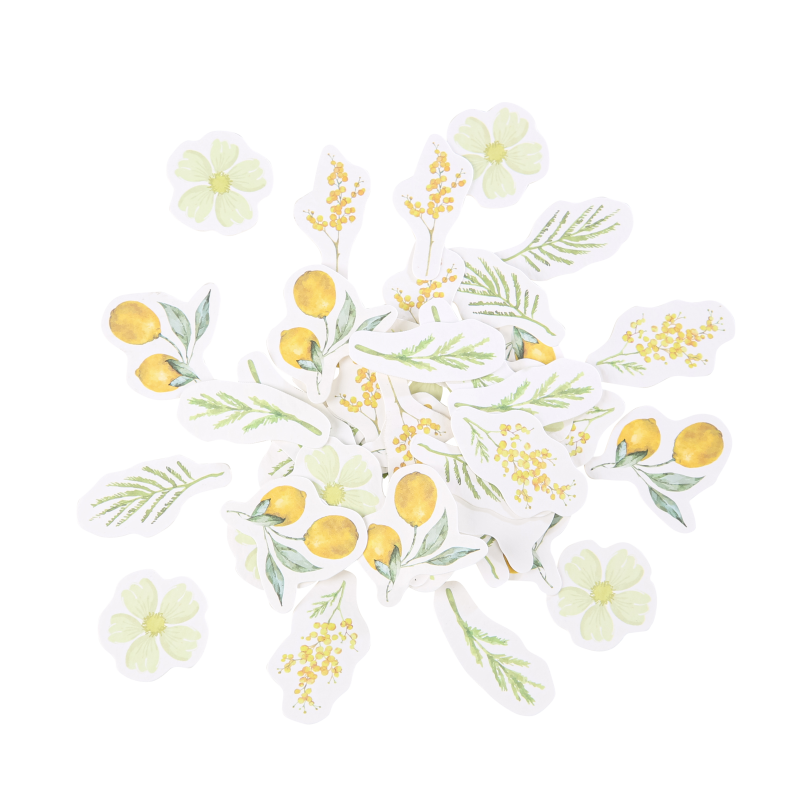 100 confettis mimosa, citrons et feuillages