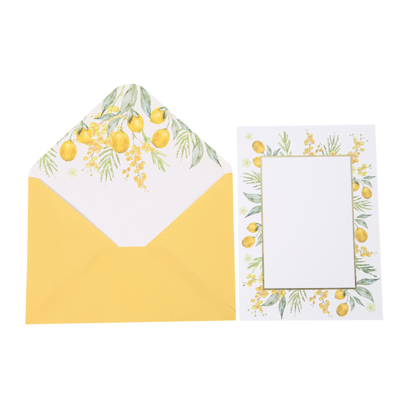 10 invitations / cartes de vå“ux mi mosa, citrons,