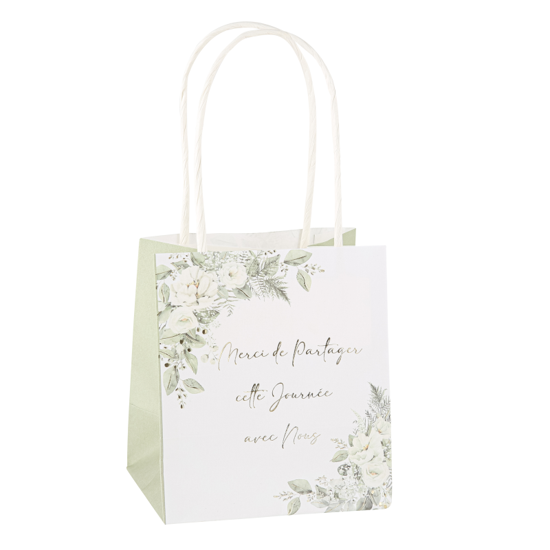 6 sacs cadeaux botanique merci de part… feuillages et or 10 x 11 x 7 cm avec anses bla