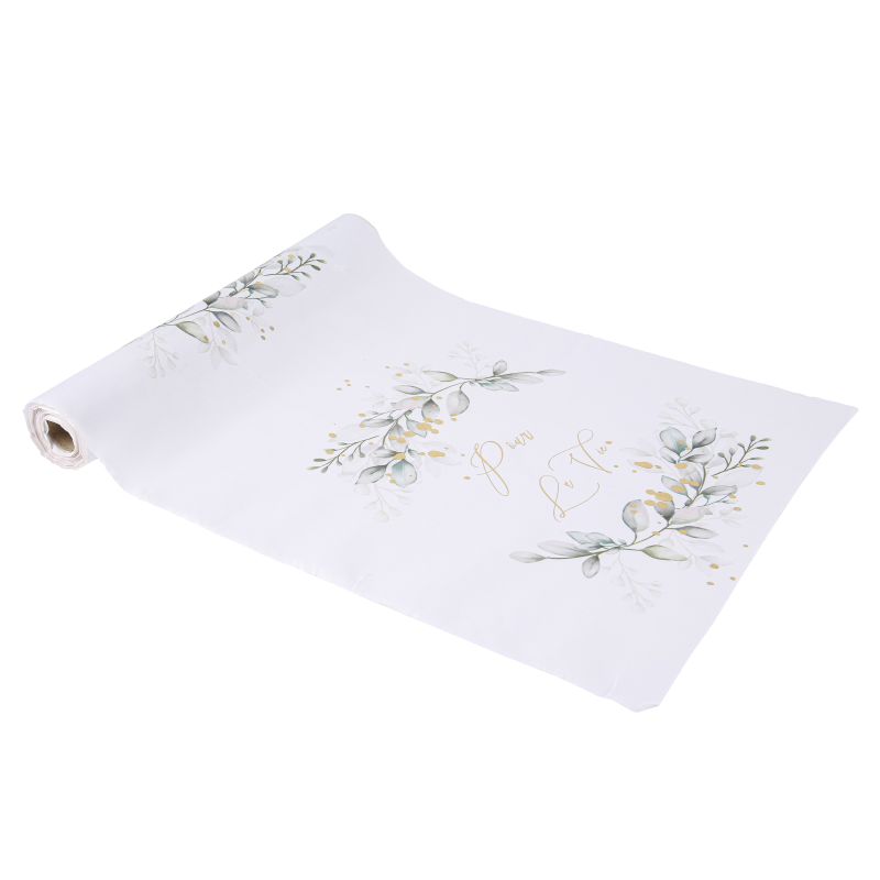 Cdt botanique pour la vie tissu blanc feuillages et or 28cm x 5m