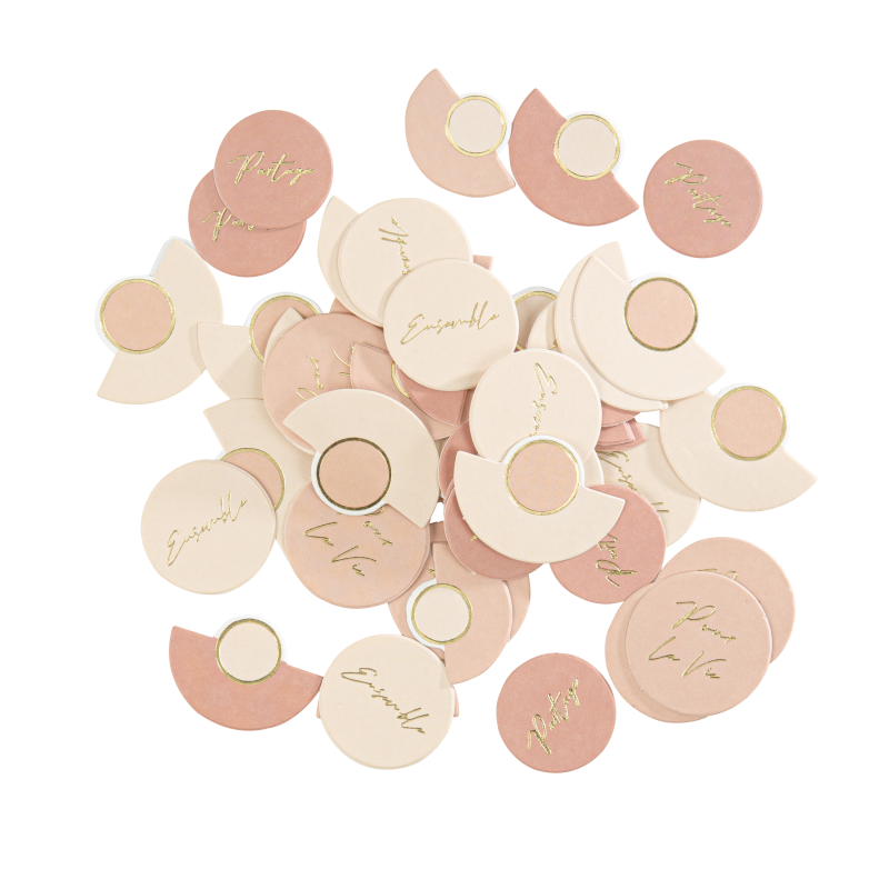 100 confettis curve nude blush terracotta et or 2.2 x 3 cm