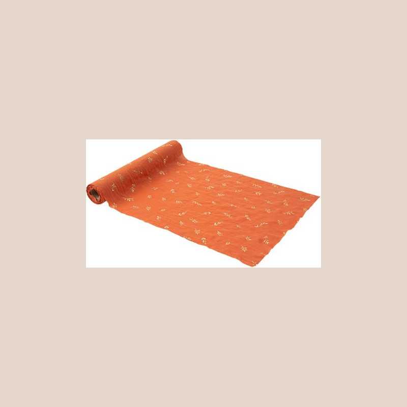Chemin de table jolis brins mousseline terracotta et or 28cmx5m