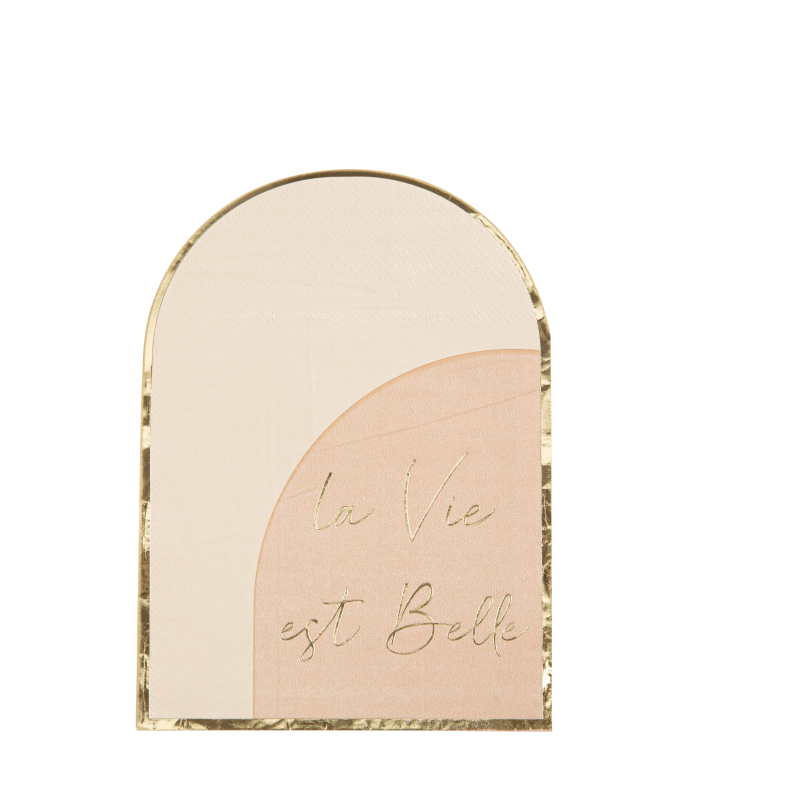 16 serviettes "la vie est belle" curve nude, blush et or 32 x 23,7 cm 3 plis