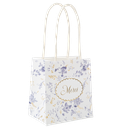 6 sacs cadeaux toile de jouy papier blanc, bleu et or 10x11x7cm avec anses blanc