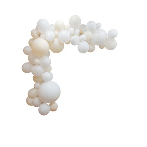 Kit arche de 72 ballons la sublime, blanc, crème et feuilles de palme papier ivoire