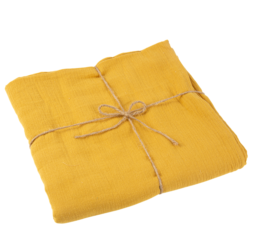 Nappe gaze de coton ocre 1,30x2,40m lavable à 30 degrés