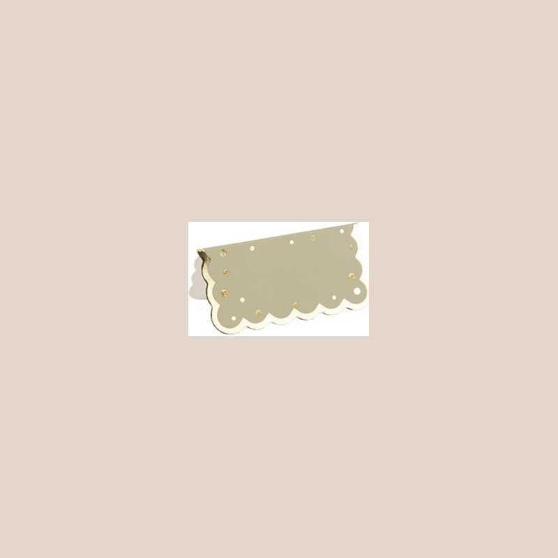 8 marque-places jolis pois papier vert sauge or et paillettes or 8x4cm
