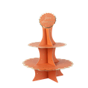 Présentoir "joyeux anniversaire" jolis pois carton terracotta or et paillettes or 36cm 2 étages