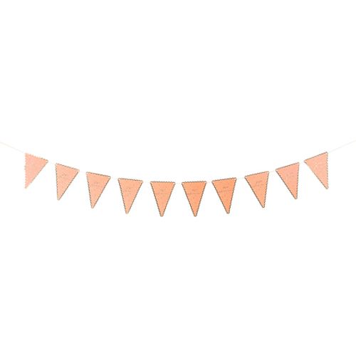 Guirlande "joyeux anniversaire" jolis pois papier terracotta or et paillettes or 3,30m