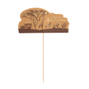 Cake topper joyeux anniv. safari kraft moka et or 16 x 24.5 cm recto / verso