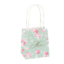 4 sacs à cadeaux merci spring papier vert sauge, rose et or 10x11x7cm + anses blanc