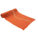 Chemin de table jolis brins mousseline terracotta et liseré végétal or 28cmx5m