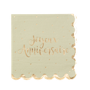 16 Serviettes "Joyeux Anniversaire" Jolis Pois Papier Vert Sauge Or 33x33cm - 3 Plis