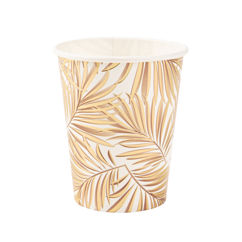 8 gobelets tropicool carton blanc, camel et or 255ml